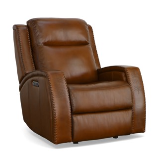 Flexsteel Mustang Rust Leather Power Gliding Recliner with Power Headrest