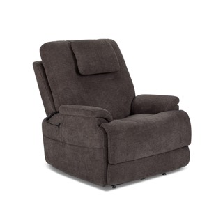 Flexsteel Zecliner Model 2+ Dove Fabric Power Lift Recliner with Power Headrest, Lumbar, Heat & Massage